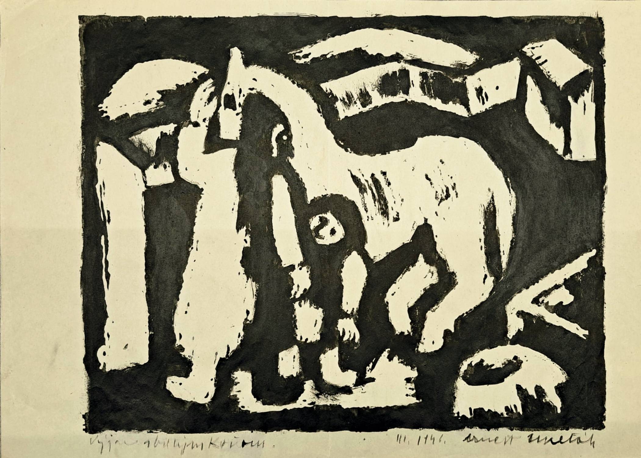 Výjav s bielym koňom