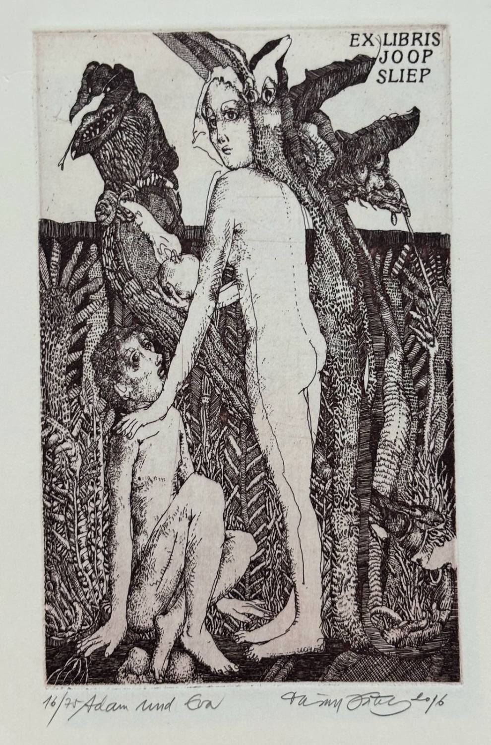 Adam a Eva (Ex libris Joop Sliep)